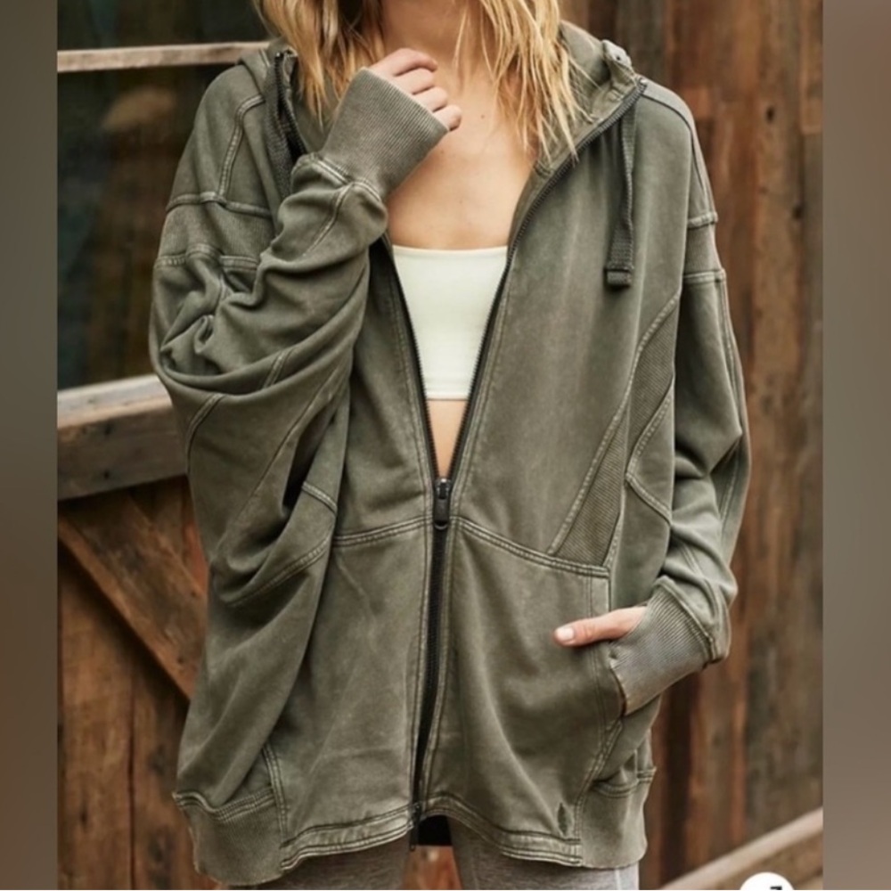 Free People Movement All Your Love Solid Hoodie - olive